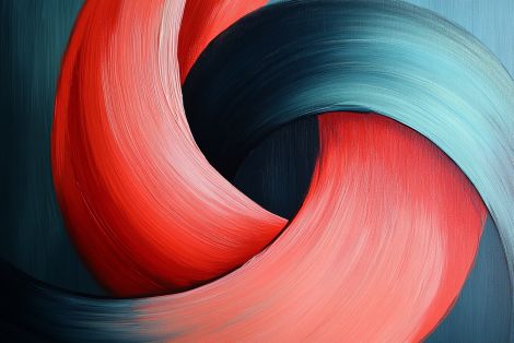 Crimson and Teal Spiral Embrace