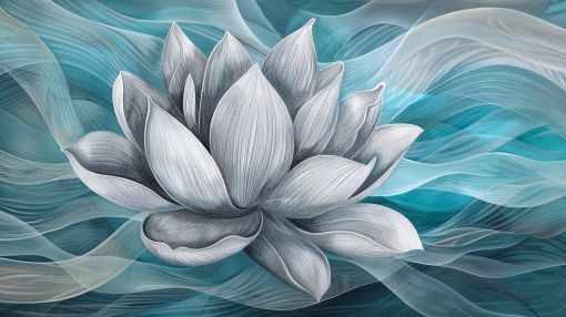 Silver Lotus in Teal Currents
