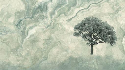 Solitary Oak in Marble Mist