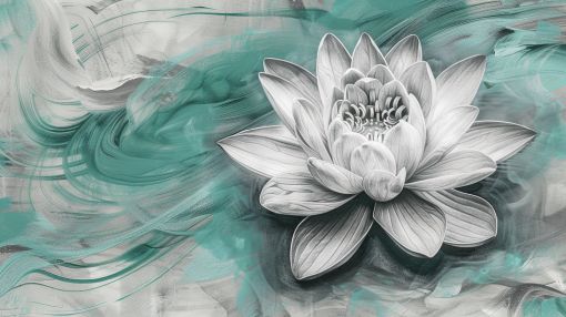 Serene Lotus in Teal Waters