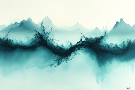 Ethereal Teal Mountain Mist Rising