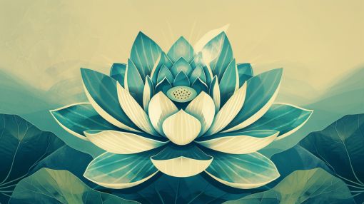 Serene Lotus in Teal Harmony