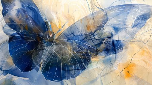 Azure Butterfly in Watercolor Light