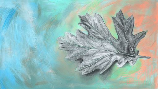 Oak Leaf on Pastel Brushstrokes