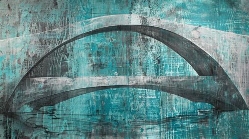 Teal Bridge in Abstract Weathered Texture