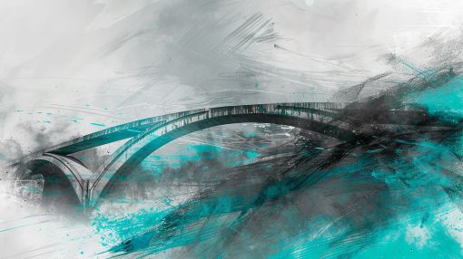 Turquoise Arch Bridge in Abstract