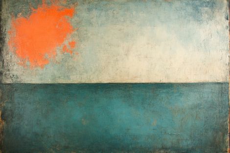 Crimson Sun Over Teal Horizon