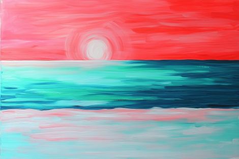Coral Sunset Over Turquoise Sea