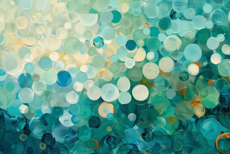 Ocean Bubbles in Teal and Gold
