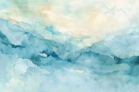Ethereal Blue Mountain Watercolor Drift
