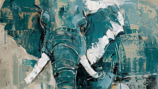Majestic Elephant in Teal Brushstrokes