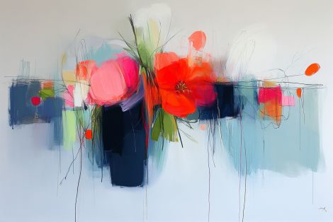 Vivid Blooms in Abstract Stillness
