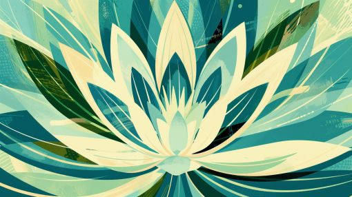 Teal Lotus Bloom in Abstract Light