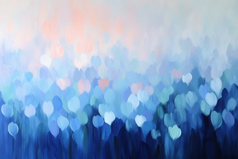 Dreamy Blue Heart Petal Garden