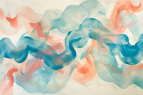 Flowing Teal and Coral Whispers