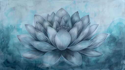 Silver Lotus on Tranquil Blue