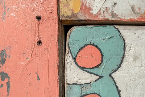 Weathered Pastel Abstract Street Figure