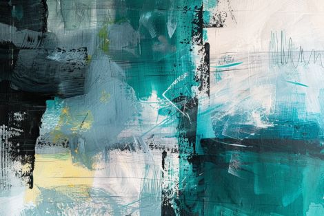 Teal Currents Through Urban Glass