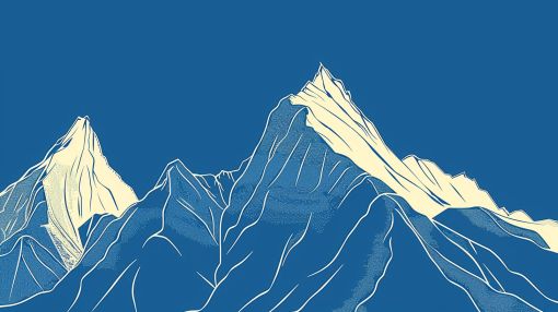 Alpine Peaks in Midnight Blue