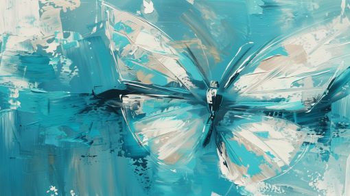 Turquoise Butterfly in Abstract Flight