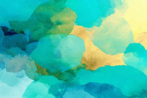 Golden Light Through Turquoise Clouds