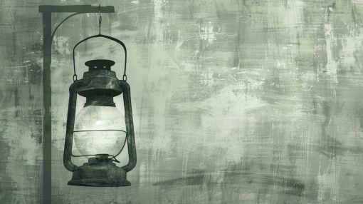 Vintage Lantern on Weathered Green Wall