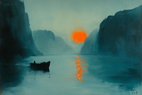 Misty River Gorge at Sunset