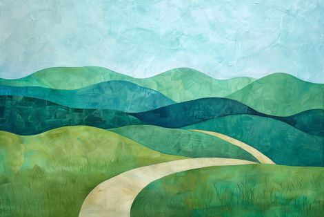Winding Path Through Rolling Green Hills