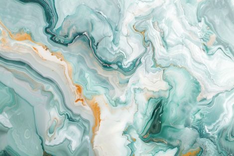 Flowing Teal and Gold Marble Waves