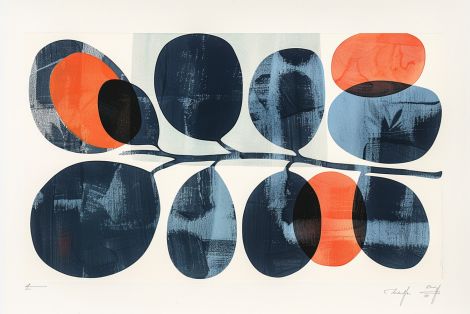 Midnight Branches with Orange Moons
