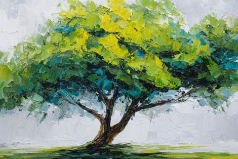 Sunlit Tree in Vibrant Green