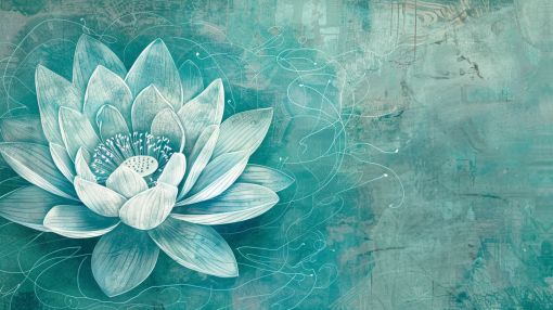 Teal Lotus Bloom on Textured Background
