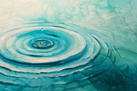 Turquoise Water Droplet Concentric Ripples