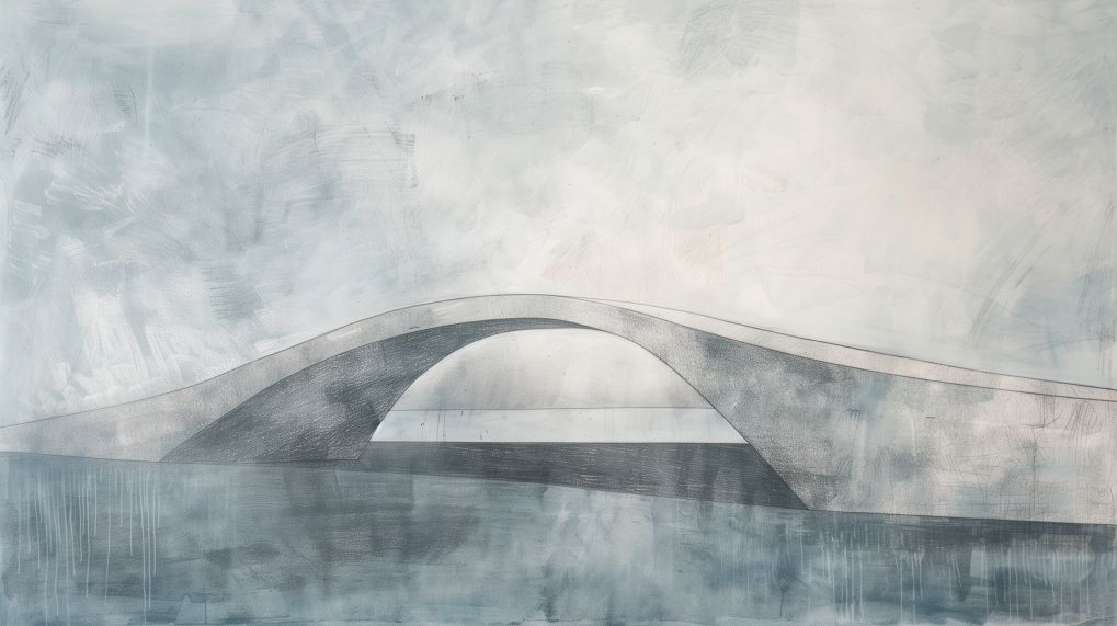 Misty Arch Bridge in Pale Light
