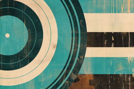 Retro Vinyl Groove in Teal