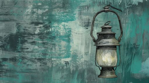 Vintage Lantern on Weathered Teal