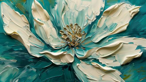 Teal Bloom in Impasto Light