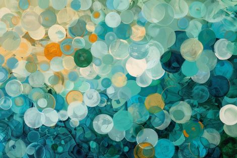 Ocean Bubbles in Teal and Gold