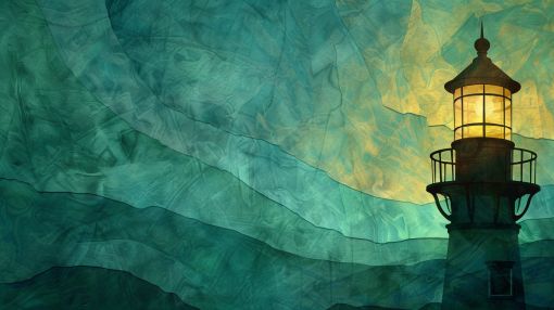 Lighthouse Glow Through Emerald Waves