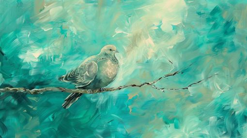 Peaceful Dove on Turquoise Branch
