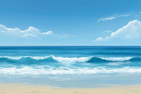 Serene Blue Ocean Waves on Shore