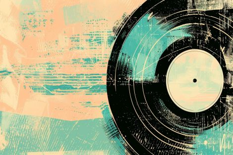 Retro Vinyl Record in Turquoise