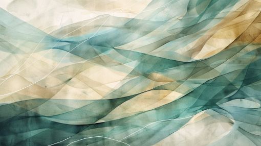 Flowing Teal Waves on Parchment
