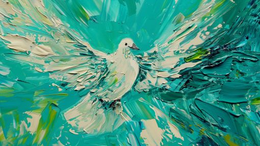 White Dove in Turquoise Flight