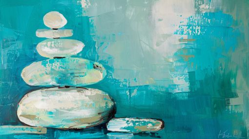 Balanced Stones in Tranquil Teal