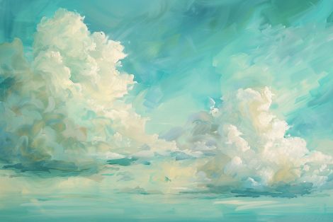Billowing Clouds in Turquoise Skies