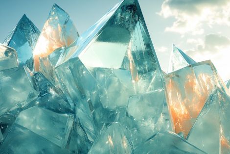Crystalline Peaks Bathed in Sunlight