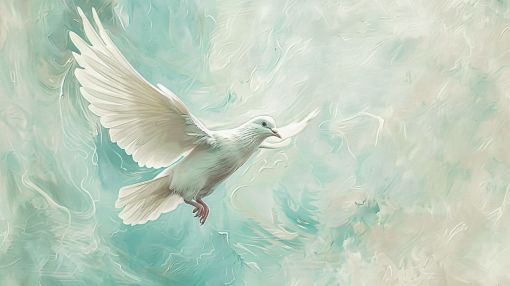 White Dove Soaring in Gentle Light