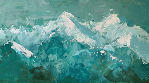Teal Mountains in Abstract Majesty