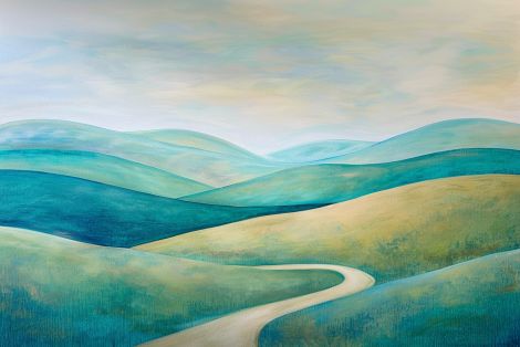 Winding Path Through Rolling Green Hills